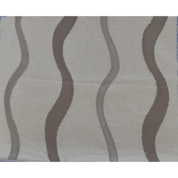 Grey Beige Linen fabric with appliqued brown & med grey squiggles 24"w x 160"l - Picture 1 of 3